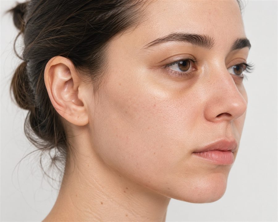 Peau avant la cure Mediskin — teint terne, pores visibles