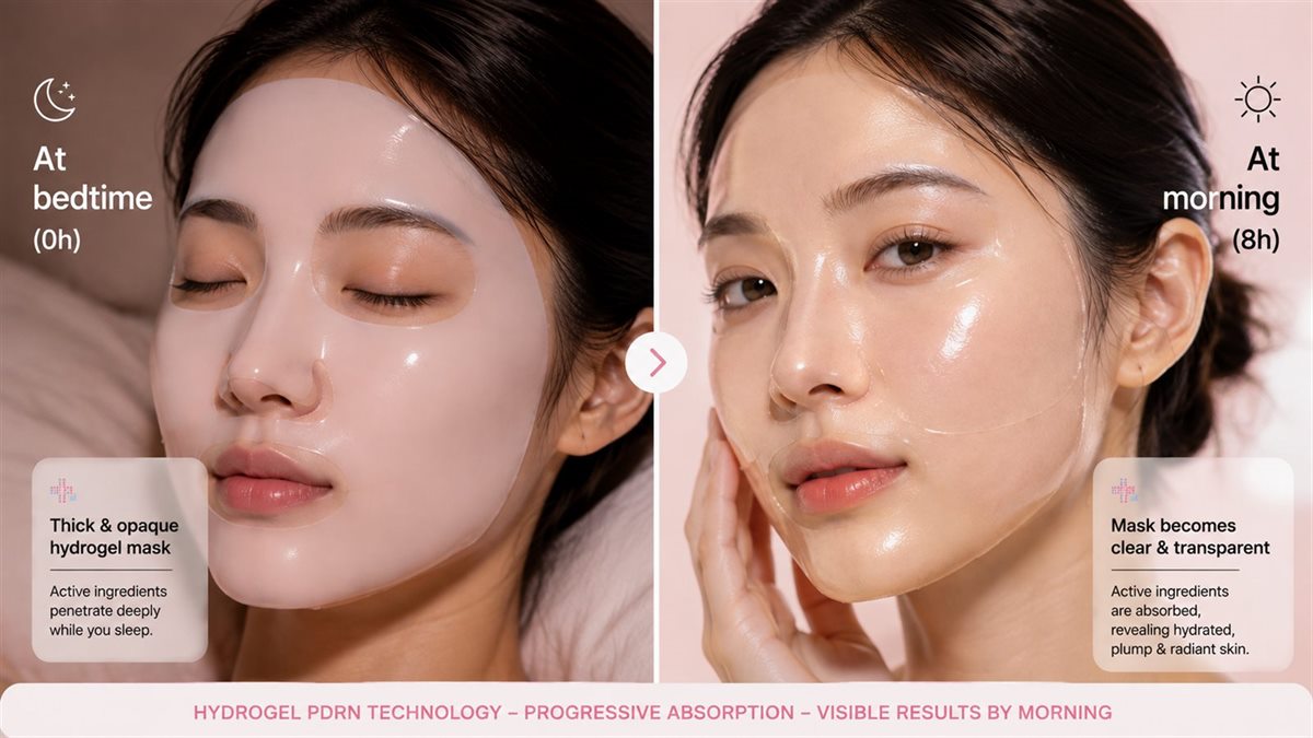 Masque hydrogel Mediskin : opaque à la pose, translucide au réveil